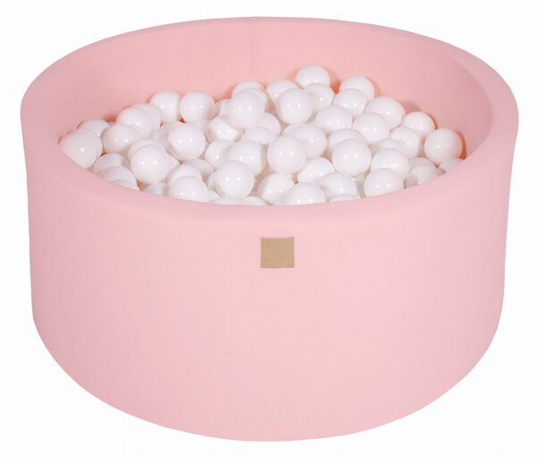 MeowBaby® Suchý bazén 90x40cm s 300 loptičkami, Púdrovo ružový: biele