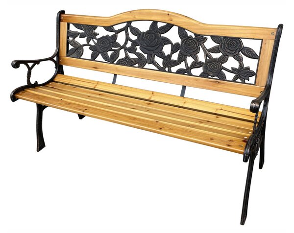 Záhradná lavička Rony (čierna + prírodné drevo). Vlastná spoľahlivá doprava až k Vám domov. 1088101