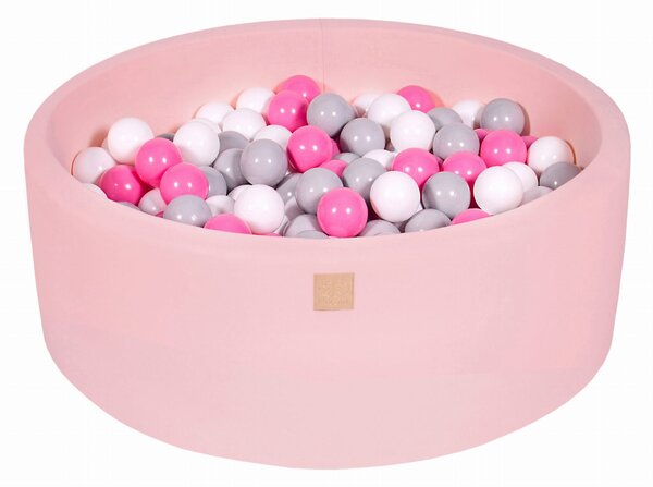 MeowBaby® Suchý bazén 90x30cm s 200 loptičkami, Púdrovo ružový: šedé, biele, svetlo ružové