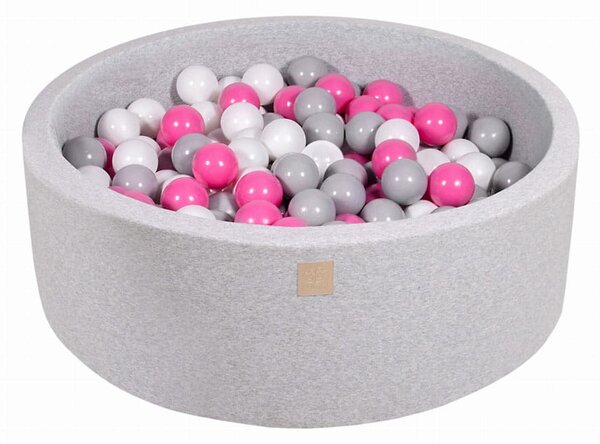 MeowBaby® Suchý bazén 90x30cm s 200 loptičkami, svetlošed.: šedé, biele, svetlo ružové