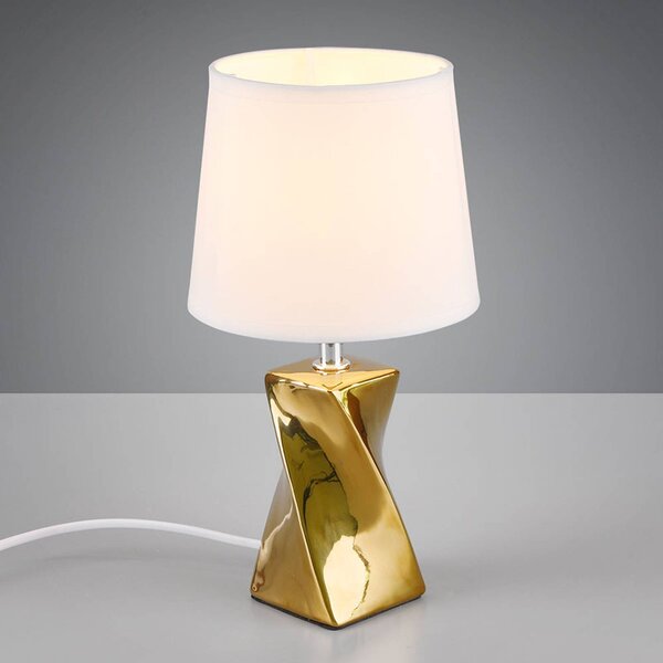Stolná lampa Abeba, Ø 15 cm, biele zlato