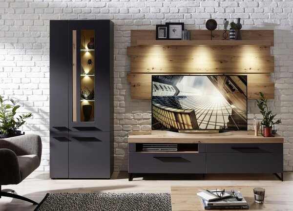 SKRINKA POD TV, grafitová, farba duba, 192/55/44 cm Livetastic - Online Only obývacie izby, Online Only