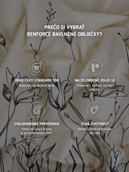 Bavlnené obliečky Renforcé – Aneta béžová