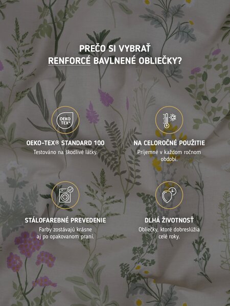 Bavlnené obliečky Renforcé - Bianca béžová