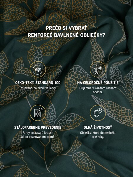 Bavlnené obliečky Renforcé - Gabriela tmavo zelená