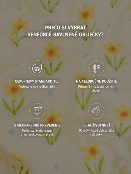 Bavlnené obliečky Renforcé - Narcis bieložlté