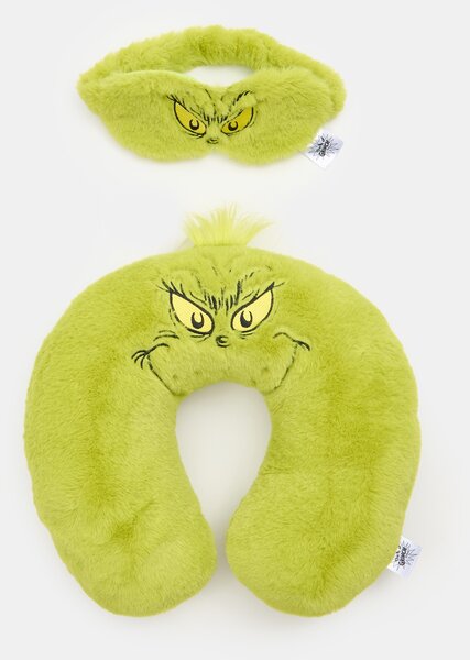 Sinsay - Cestovný vankúš a maska na oči Grinch - žlto-zelená