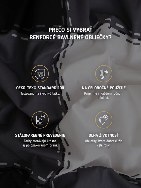 Bavlnené obliečky Renforcé - Mark sivý