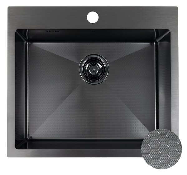 Laveo Malawi, 1-komorový nerezový drez 580x500x200 mm, čierna, LAV-SLM_710H