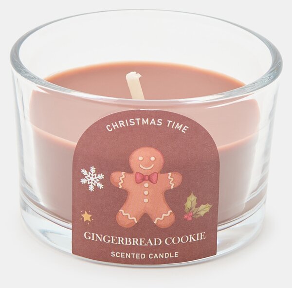 Sinsay - Vianočná vonná sviečka s potlačou perníkového panáčika Gingerbread - béžová