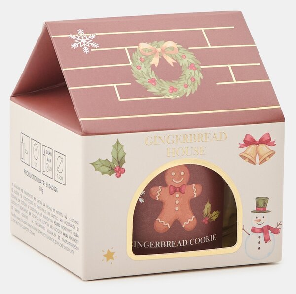 Sinsay - Vianočná vonná sviečka s potlačou perníkového panáčika Gingerbread - béžová