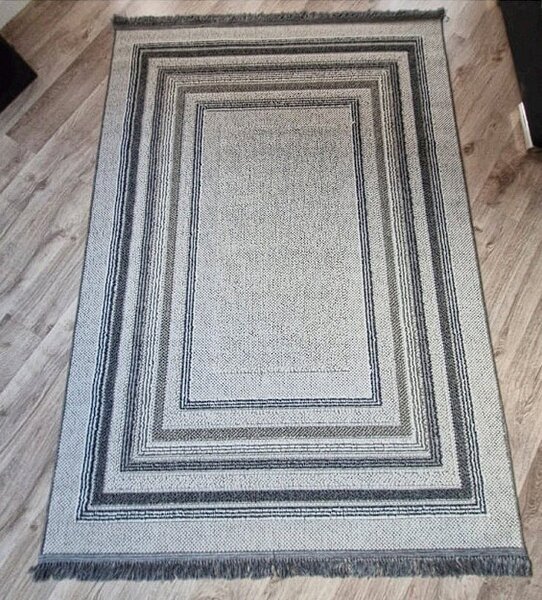 HU Sivo-béžový moderný koberec Boho 872-S so vzorom obdĺžnikov Rozmer: 60x100 cm