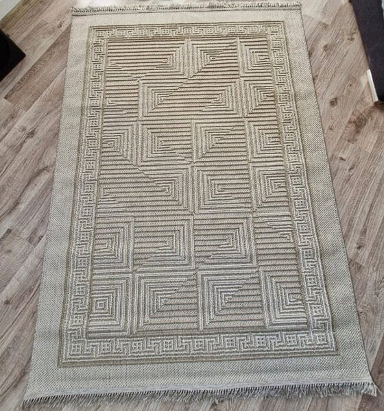 HU Béžový moderný koberec Boho 874-B so vzorom kociek Rozmer: 60x100 cm