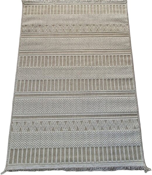 HU Béžový pruhovaný koberec Boho 878-B Rozmer: 60x100 cm