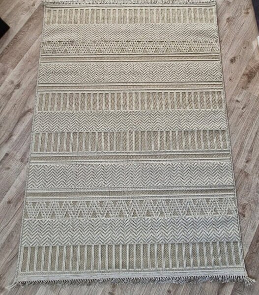 HU Béžový pruhovaný koberec Boho 878-B Rozmer: 60x100 cm