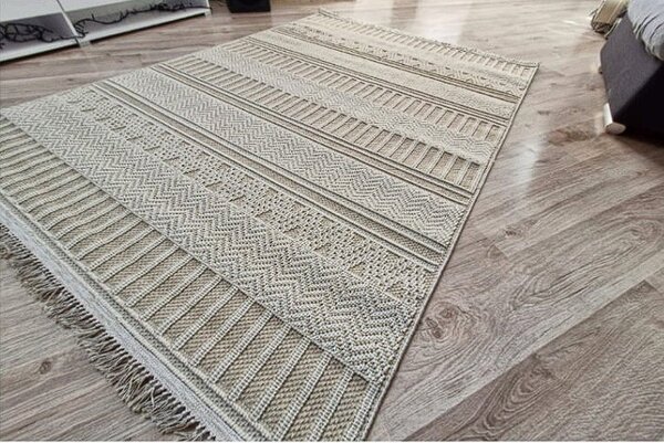 HU Béžový pruhovaný koberec Boho 878-B Rozmer: 60x100 cm