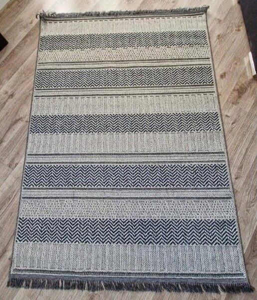 Pruhovaný koberec v boho štýle Boho 878-S – sivo-béžový Rozmer: 60x100 cm