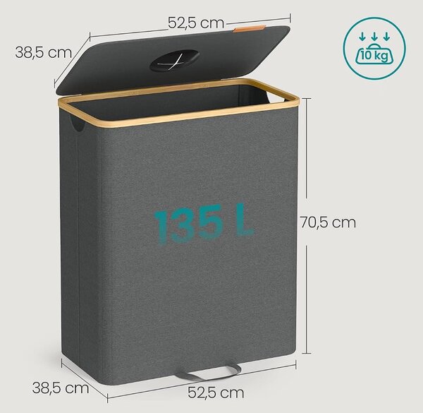 Dekorstudio Kôš na fľaše RRB513G01 s vyberateľnou taškou 135 l - sivý