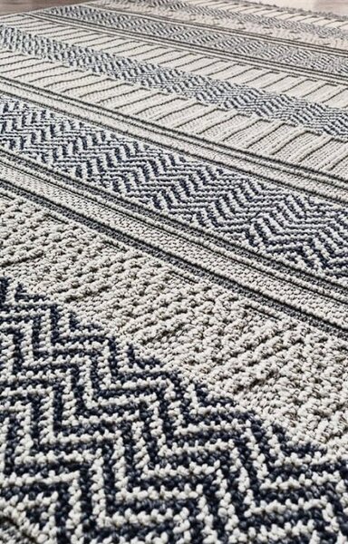 Pruhovaný koberec v boho štýle Boho 878-S – sivo-béžový Rozmer: 60x100 cm