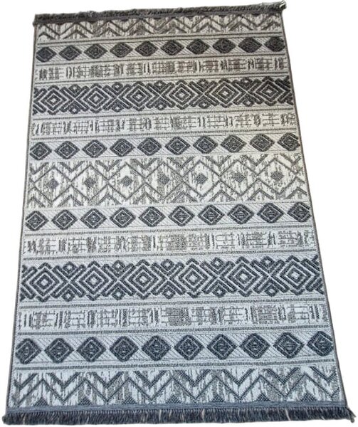 Sivý pruhovaný koberec v boho štýle Boho 881-S – moderný dizajn Rozmer: 60x100 cm