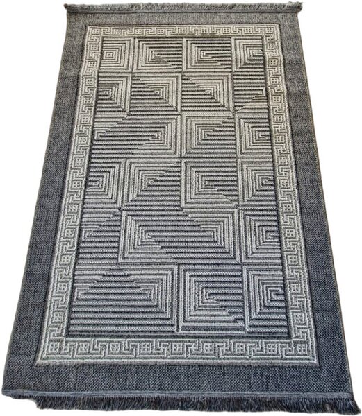Koberec Boho 874-S sivý s geometrickým kockovaným vzorom Rozmer: 60x100 cm