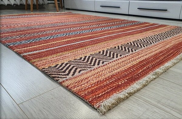 Moderný viacfarebný koberec Banco 1049 – oranžový dizajn Rozmer: 60x110 cm