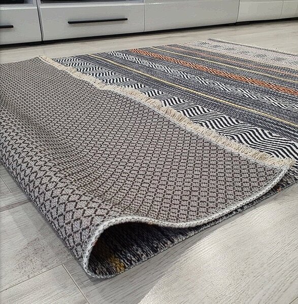 HU Viacfarebný moderný koberec Banco 1049-sivý Rozmer: 60x110 cm