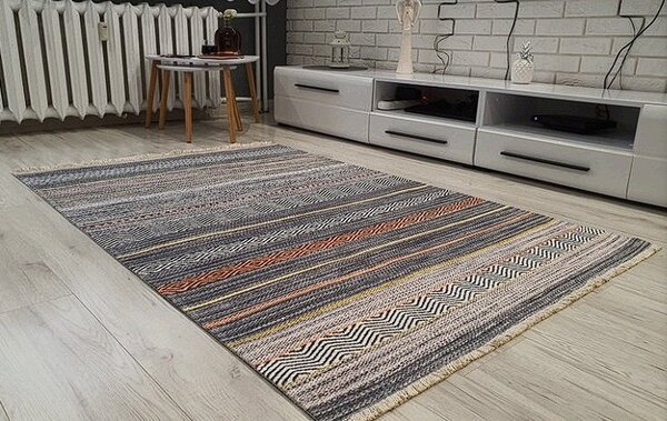 HU Viacfarebný moderný koberec Banco 1049-sivý Rozmer: 60x110 cm