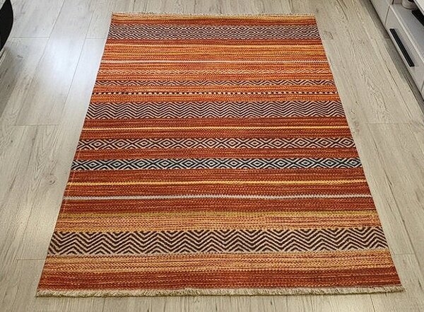 Moderný viacfarebný koberec Banco 1049 – oranžový dizajn Rozmer: 60x110 cm