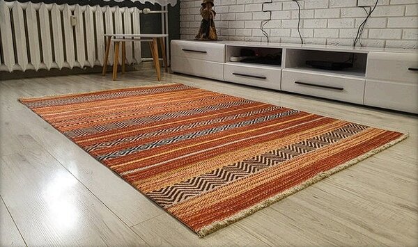 Moderný viacfarebný koberec Banco 1049 – oranžový dizajn Rozmer: 60x110 cm