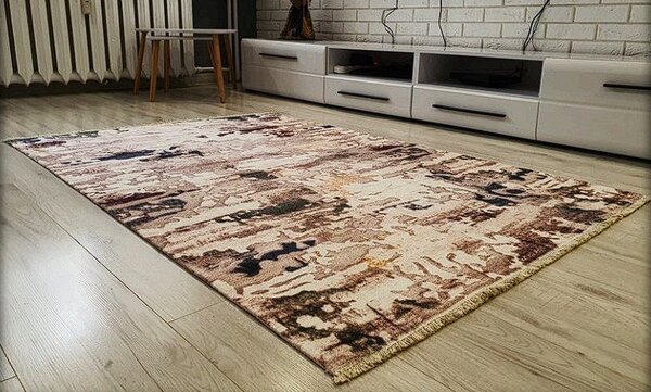 Hnedo-béžový koberec s abstraktným vzorom Banco 218 Rozmer: 60x110 cm