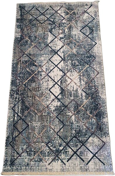 Moderný koberec Banco 1037 – modrá a béžová kombinácia Rozmer: 60x110 cm