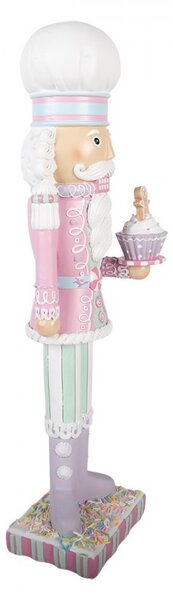 Farebný vianočný luskáčik cukrár s muffinom a perníčkom - 13*11*47 cm - Clayre & Eef