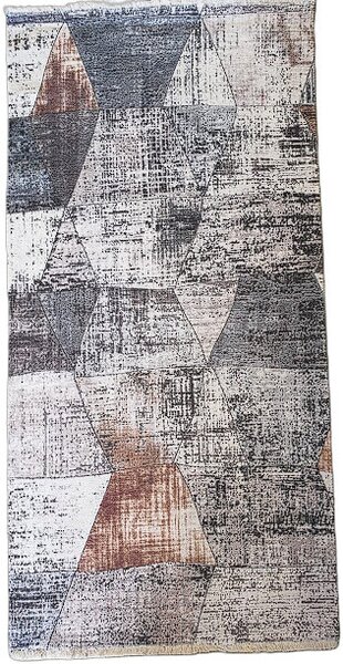 Sivý koberec Banco 1044-MULTI-2 s geometrickým vzorom mnohostenov Rozmer: 60x110 cm