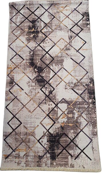 Koberec s kosoštvorcovým vzorom Banco 1004-VIZION – hnedo-béžový Rozmer: 60x110 cm