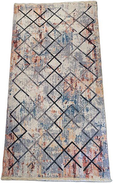 Moderný koberec Banco 1022-MULTI béžovo-sivý so štvorcovým vzorom Rozmer: 60x110 cm