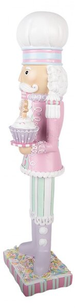 Farebný vianočný luskáčik cukrár s muffinom a perníčkom - 13*11*47 cm - Clayre & Eef
