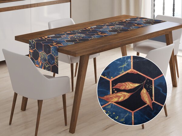Biante Bavlnený behúň na stôl Sandra SA-232 Tmavo modré hexagóny 20x120 cm