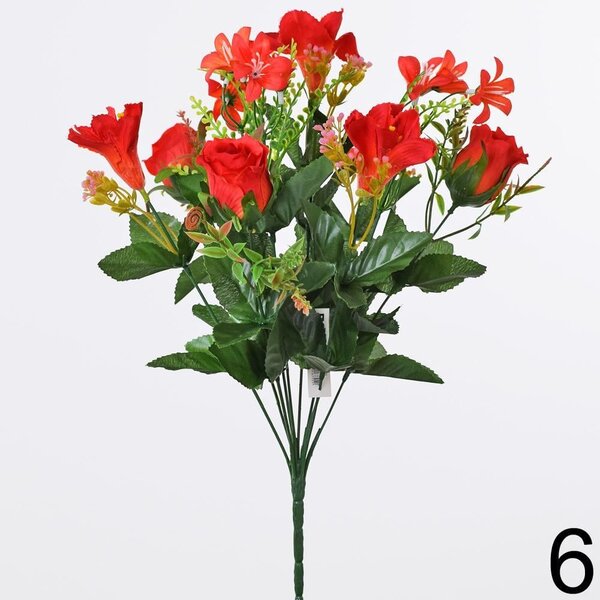 Kytica ruža + ľalia 43cm červená 1001437C - Umelé kvety