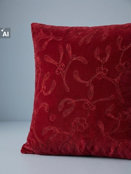 Sinsay - Vianočná obliečka na vankúš so vzorom imela - karmínová