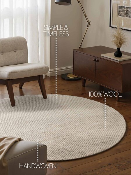 ELLE Decoration, Kusový koberec Lyon Beans 106314 Natural Cream kruh z kolekcie Elle, 160x160 (priemer) kruh, biela, obývacia izba