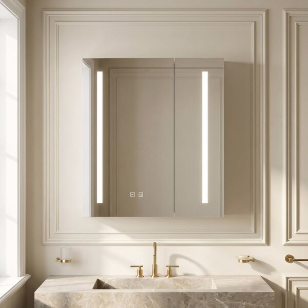 Rea Rea, LED zrkadlová skrinka s osvetlením 60x65cm, M1015-60, plast, šedá-biela, REA-M0102
