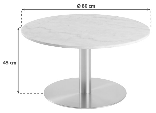 KONFERENČNÝ STOLÍK, biela, mosadzná, kov, kameň, 80/80/45 cm MID.YOU - Stolíky do obývačky, Online Only