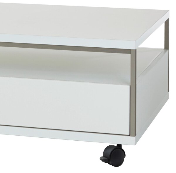 KONFERENČNÝ STOLÍK, strieborná, biela, kov, kompozitné drevo, 115/70/40 cm Livetastic - Stolíky do obývačky, Online Only