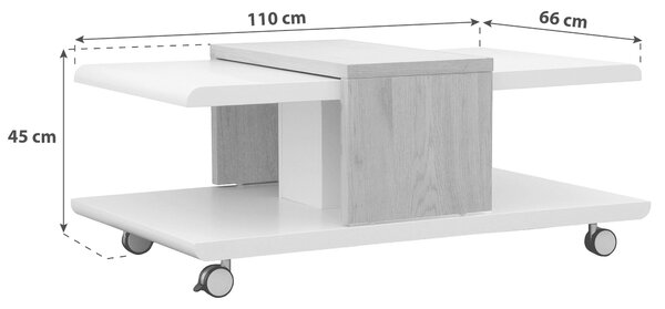 KONFERENČNÝ STOLÍK, biela, divoký dub, kompozitné drevo, 110/66/45 cm MID.YOU - Stolíky do obývačky, Online Only