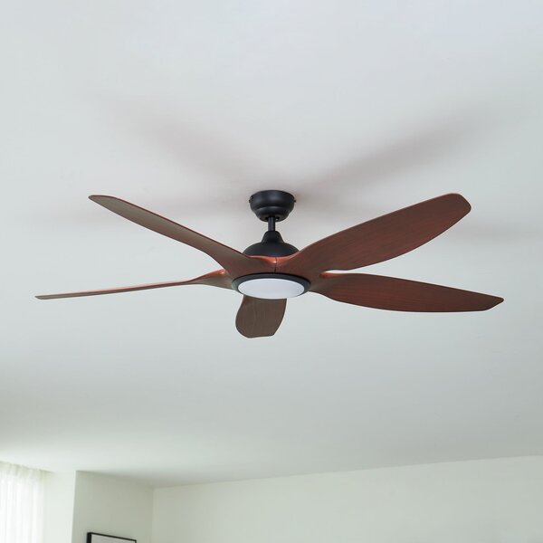 Stropný ventilátor Omendo s LED osvetlením, čierny, DC, tichý, CCT – Lucande Lucande, Omendo, stmievateľné, Čierna, Obývacia izba, Kov, Moderný