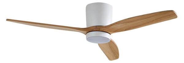 Stropný ventilátor Faipari s LED osvetlením, biely, DC, tichý, 132 cm – Lucande Lucande, Faipari, Biela, Obývacia izba, Drevo, Moderný