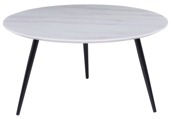 Konferenčný stolík biela stolová doska s mramorovým efektom čierne nohy moderný dizajn obývačka spálňa