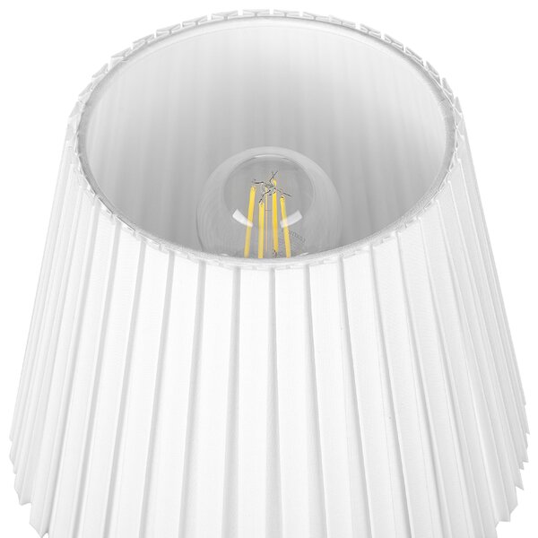 Stolná lampa mosadzná a biela železný stojan polyesterové tienidlo retro dizajn obývacia izba spálňa