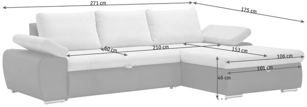 ROHOVÁ SEDAČKA, textil, svetlosivá, tmavosivá Xora - Sedačky